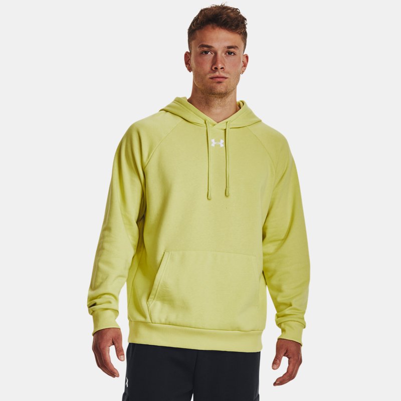 Men's Under Armour Rival Fleece Hoodie Lime Yellow / White L
